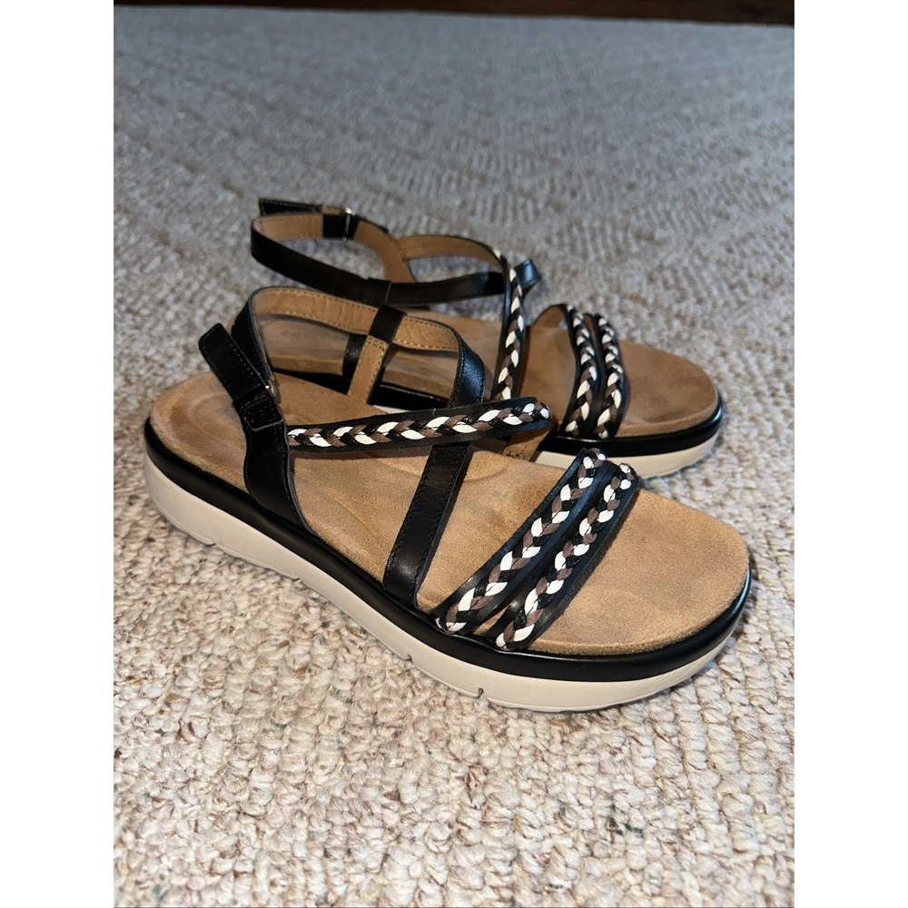 WOMENS Easy Spirit Strappy Comfort SEAISHA Sandals Black Brown  Size 7.5 EUC‎